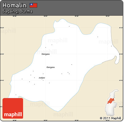 Classic Style Simple Map of Homalin, single color outside
