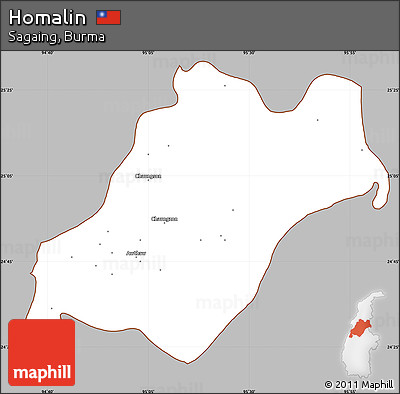 Gray Simple Map of Homalin, cropped outside