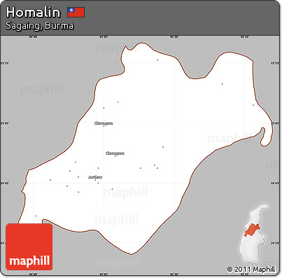 Gray Simple Map of Homalin, cropped outside