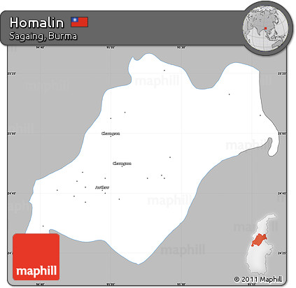 Gray Simple Map of Homalin, single color outside