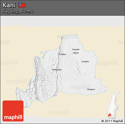 Classic Style 3D Map of Kani, single color outside