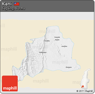 Classic Style 3D Map of Kani, single color outside