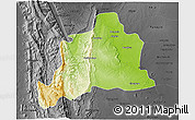 Physical 3D Map of Kani, darken, desaturated