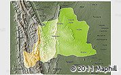 Physical 3D Map of Kani, darken, semi-desaturated