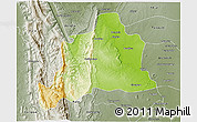 Physical 3D Map of Kani, semi-desaturated