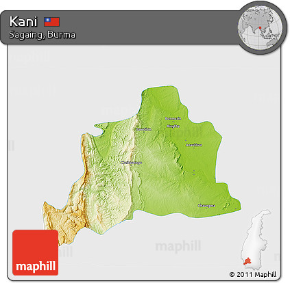 Physical 3D Map of Kani, single color outside