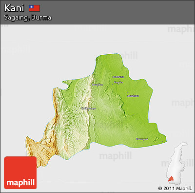 Physical 3D Map of Kani, single color outside
