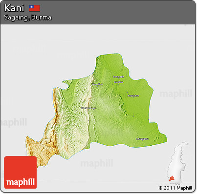 Physical 3D Map of Kani, single color outside