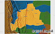 Political 3D Map of Kani, darken