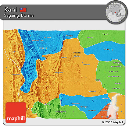 Political 3D Map of Kani