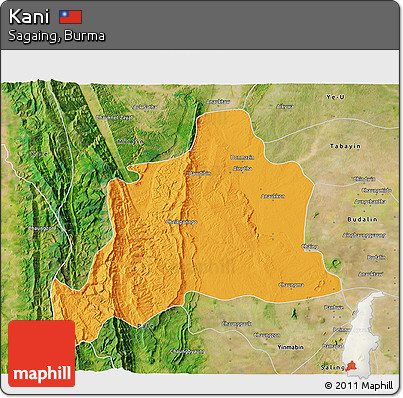 Political 3D Map of Kani, satellite outside