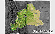 Satellite 3D Map of Kani, darken, desaturated
