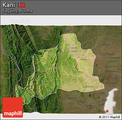 Satellite 3D Map of Kani, darken
