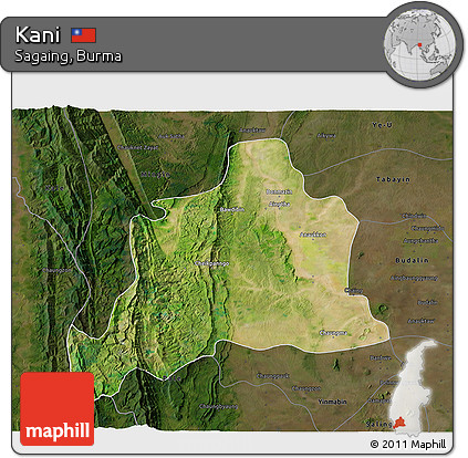 Satellite 3D Map of Kani, darken