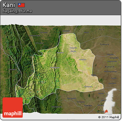 Satellite 3D Map of Kani, darken