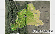 Satellite 3D Map of Kani, darken, semi-desaturated