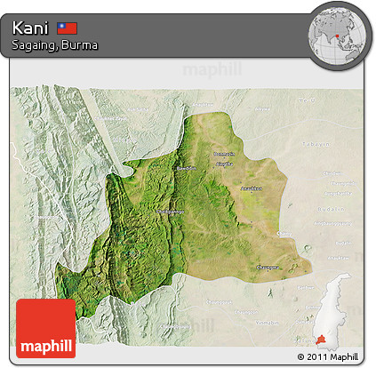 Satellite 3D Map of Kani, lighten