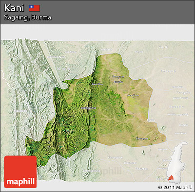 Satellite 3D Map of Kani, lighten