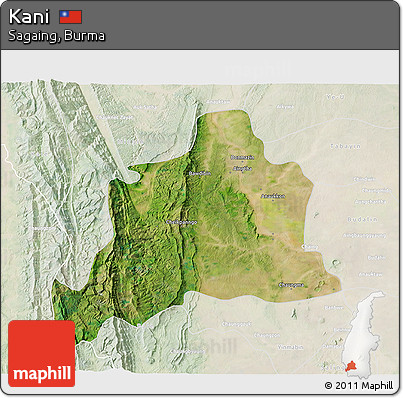 Satellite 3D Map of Kani, lighten