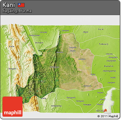 Satellite 3D Map of Kani, physical outside