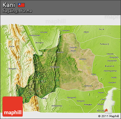 Satellite 3D Map of Kani, physical outside