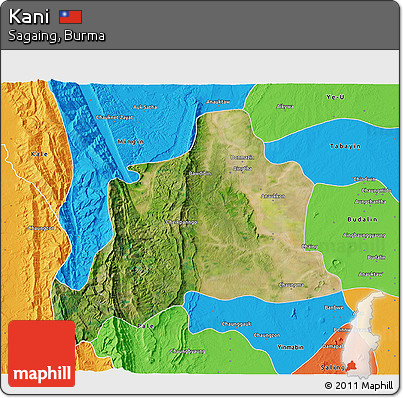 Satellite 3D Map of Kani, political outside