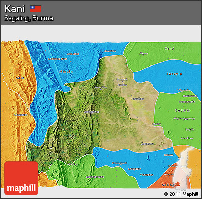 Satellite 3D Map of Kani, political outside