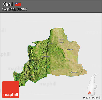 Satellite 3D Map of Kani, single color outside