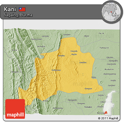 Savanna Style 3D Map of Kani