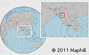 Gray Location Map of Kani, within the entire country, hill shading