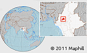 Gray Location Map of Kani, highlighted country, hill shading