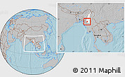 Gray Location Map of Kani, highlighted parent region, within the entire country, hill shading
