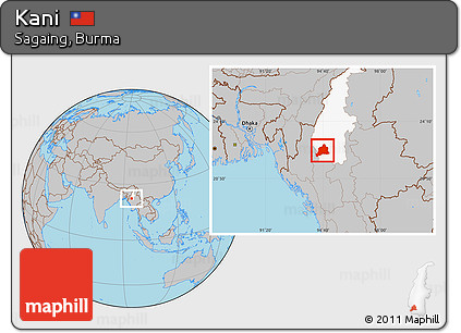Gray Location Map of Kani, highlighted parent region