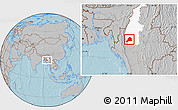Gray Location Map of Kani, highlighted parent region, hill shading