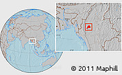 Gray Location Map of Kani, hill shading