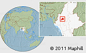Savanna Style Location Map of Kani, highlighted country, hill shading