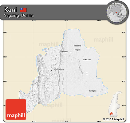 Classic Style Map of Kani, single color outside