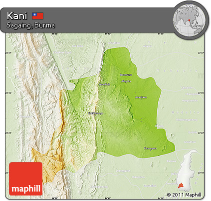 Physical Map of Kani, lighten
