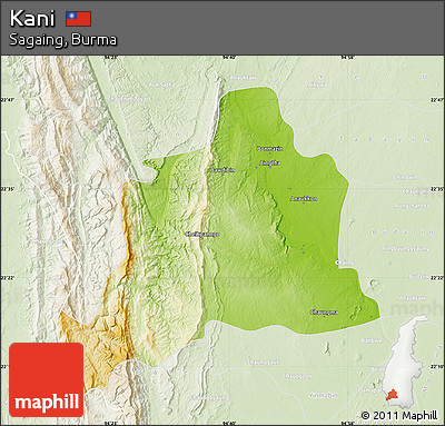 Physical Map of Kani, lighten