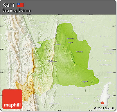 Physical Map of Kani, lighten