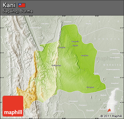 Physical Map of Kani, lighten, semi-desaturated