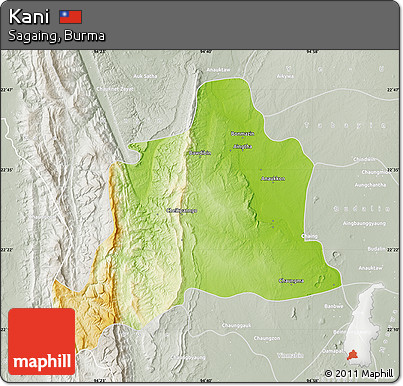 Physical Map of Kani, lighten, semi-desaturated