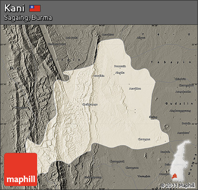 Shaded Relief Map of Kani, darken