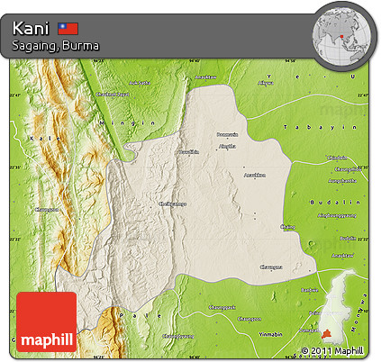Shaded Relief Map of Kani, physical outside