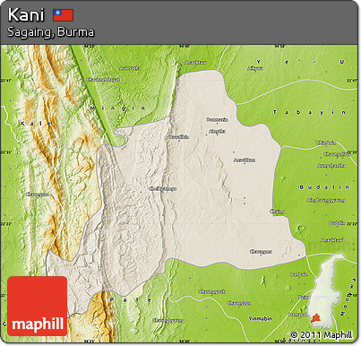Shaded Relief Map of Kani, physical outside