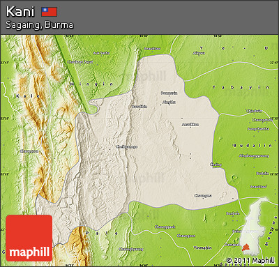 Shaded Relief Map of Kani, physical outside