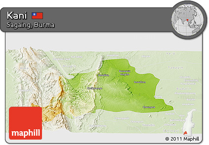 Physical Panoramic Map of Kani, lighten