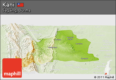 Physical Panoramic Map of Kani, lighten