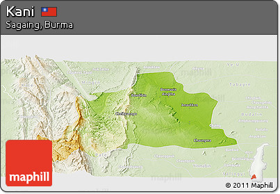 Physical Panoramic Map of Kani, lighten