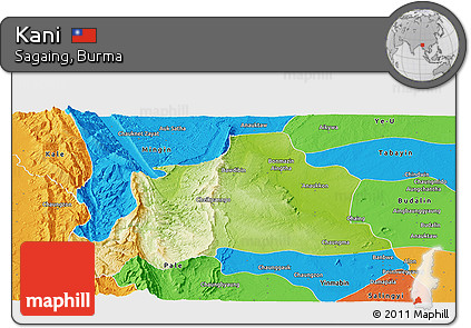 Physical Panoramic Map of Kani, political outside
